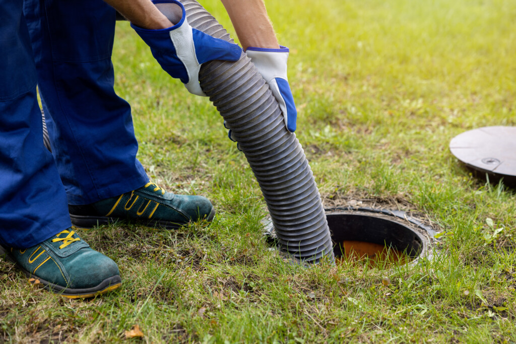 pumping out household septic tank.